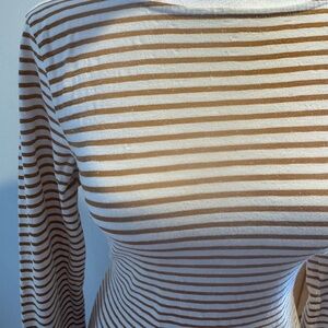 J.Crew Long Sleeve Artist Tee, White and Gold Stripes, M